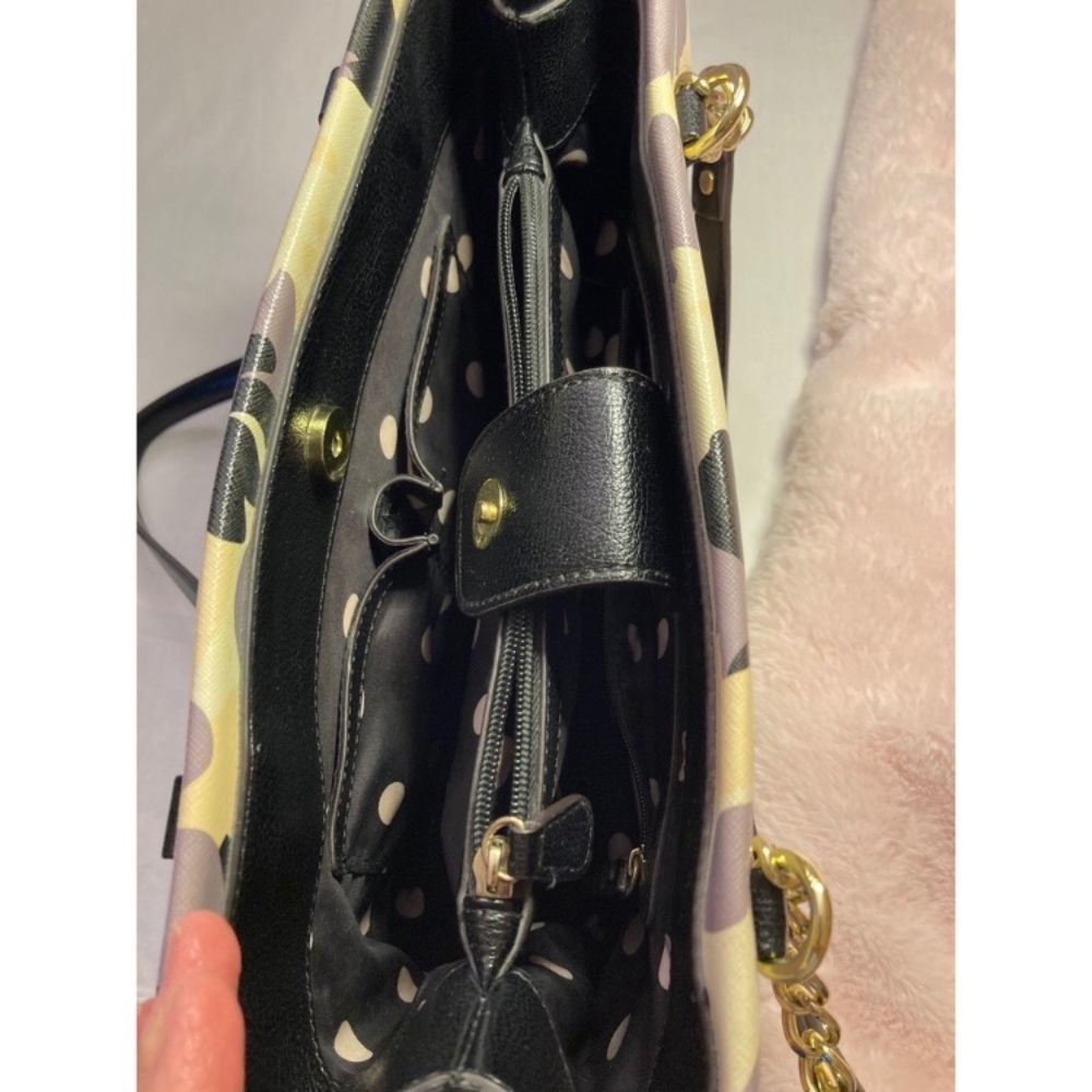 Anne Klein Floral Shoulder Bag - Purple, Black, Gold - Picture 13 of 13